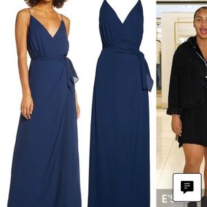 Navy blue Wayf dress medium bridesmaid chiffon